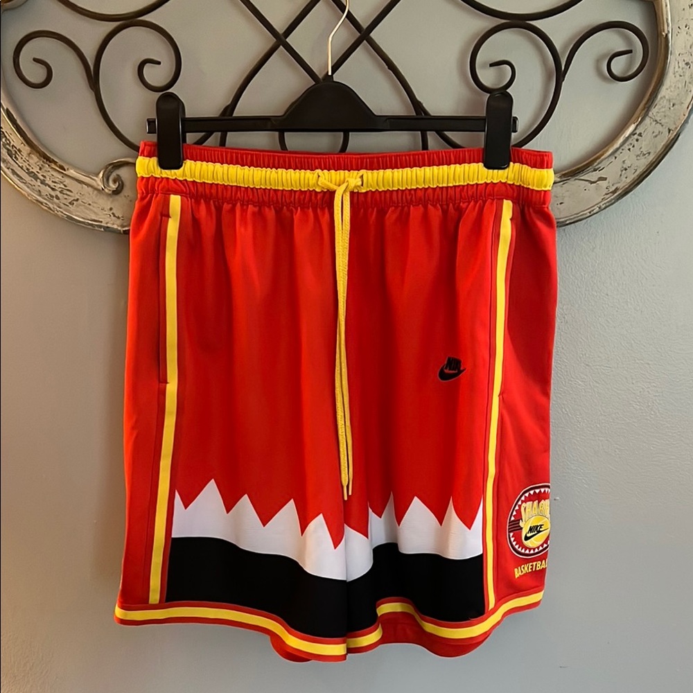 Nike Athletic Shorts “Sharks” Red and Yellow with Dynamic Design